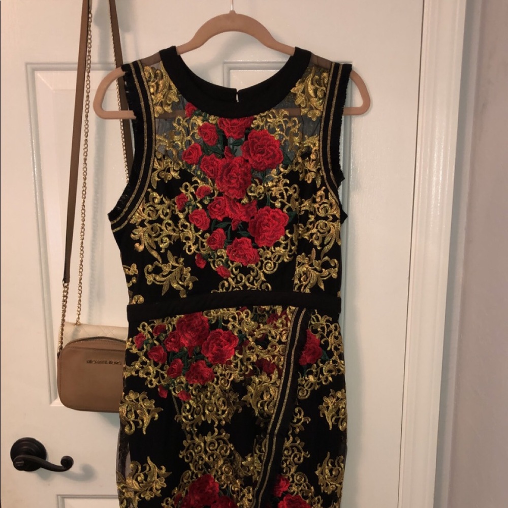 Lace dress with beautiful roses stitched in !